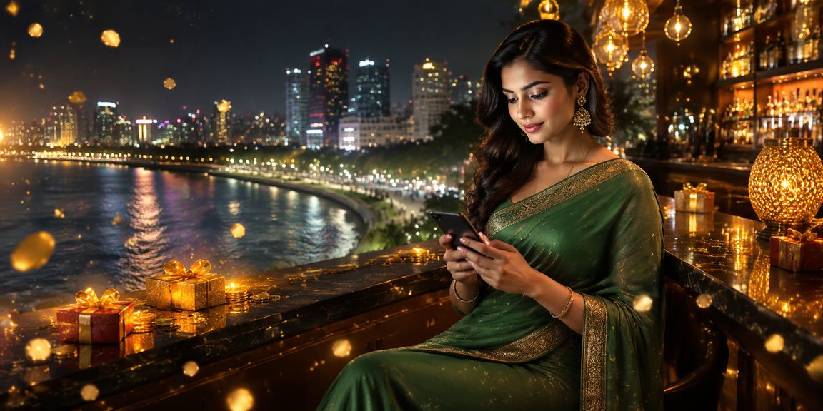 Mobile user enjoying lottery games on smartphone in Bangalore's MG Road area