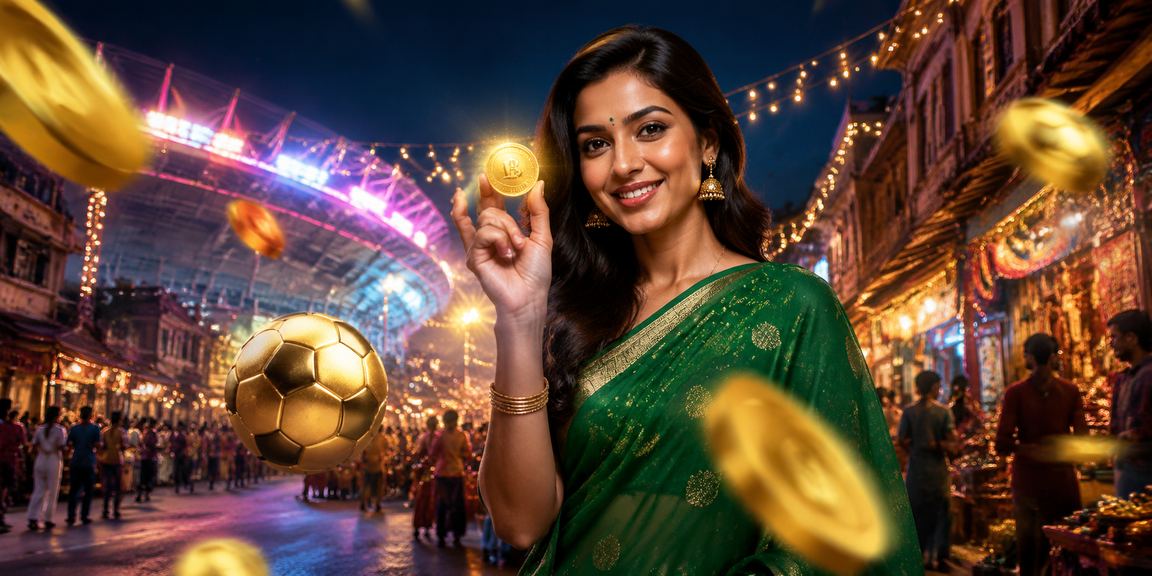 Indian woman happily using mobile football betting app